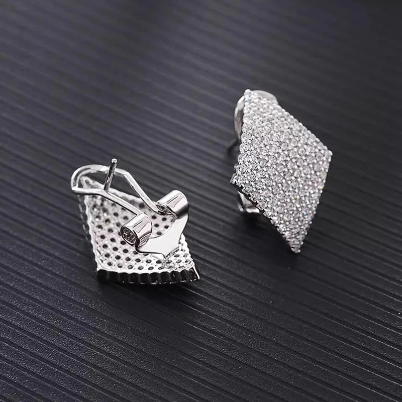 Huitan Fashion Contracted Women's Earrings Geometric Shaped Cubic Zirconia Earrings Bling Bling Exquisite Female Modern Jewelry