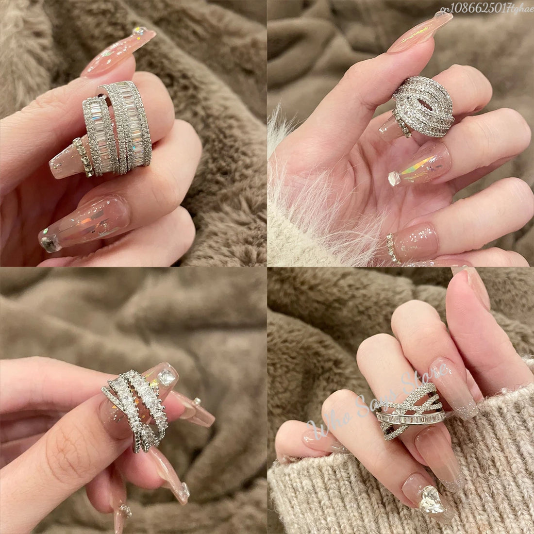 Korea New Fashion Jewelry Exquisite Silver Color Zircon Ring Elegant Women's Opening Adjustable Wedding Gift Luxury Accessory