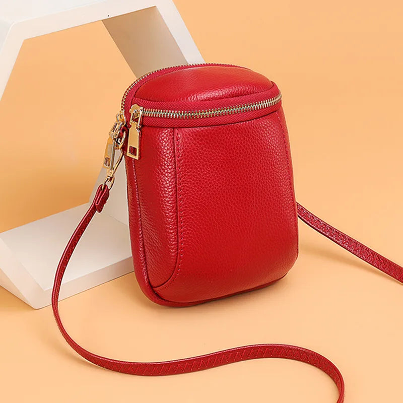 Fashion High Quality Soft Genuine Leather Mobile Phone New Mini Cross-body Texture Top Layer Cowhide Shoulder Bag for Women