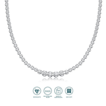 JIUZUAN 925 silver moissanite necklace 4mm casual fashion light luxury women's senior gift with certificate authentication