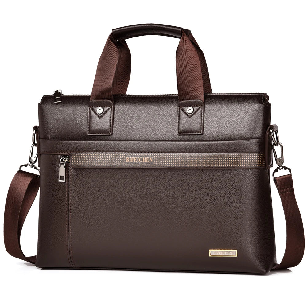2024 New Luxury Brand Man Handbag Leather Laptop Briefcase Business A4 Document Bags For IPAD Office Male Vintage  Shoulder Bag