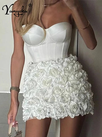 Sexy backless corset white mini summer dress women bodycon short prom party dresses woman elegant birthday evening dress vestido