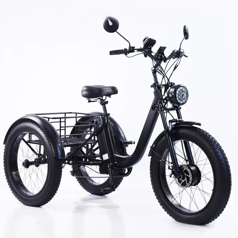 Electric Fat Bike 24 Inch Three Wheel Electric Bicycle Powerful Snow Mountain Electric Bike Adult Men's Women's