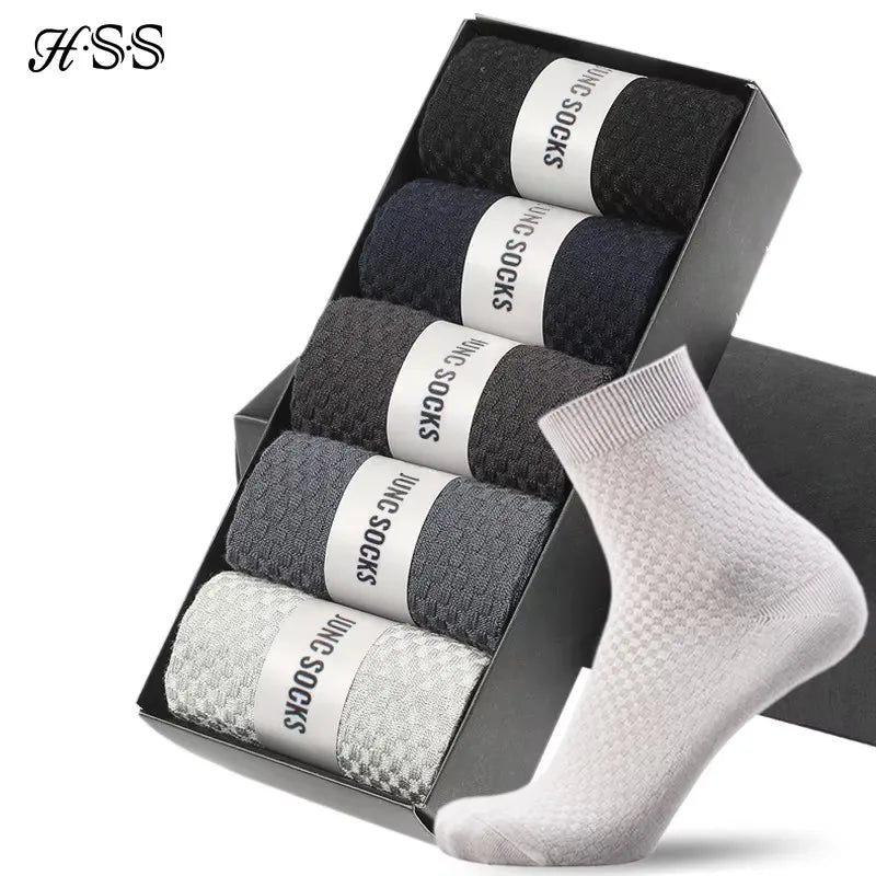 Bamboo Fiber Men Socks 5Pairs/Lot New Classic Business Long Socks Summer Winter Casual Man Dress Sock