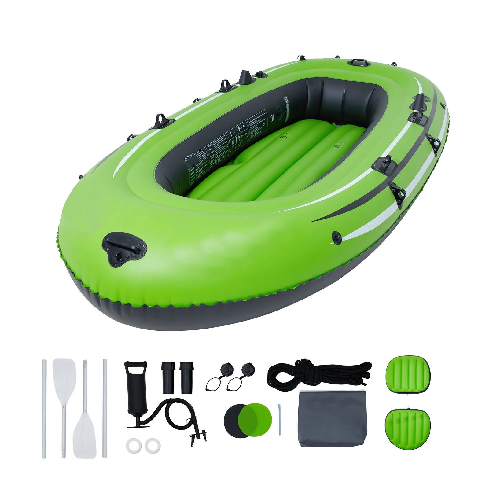 SucceBuy Inflatable Boat 4-Person Inflatable Fishing Boat Strong PVC Portable Boat Raft Kayak 45.6" Aluminum Oars Fit for Adults
