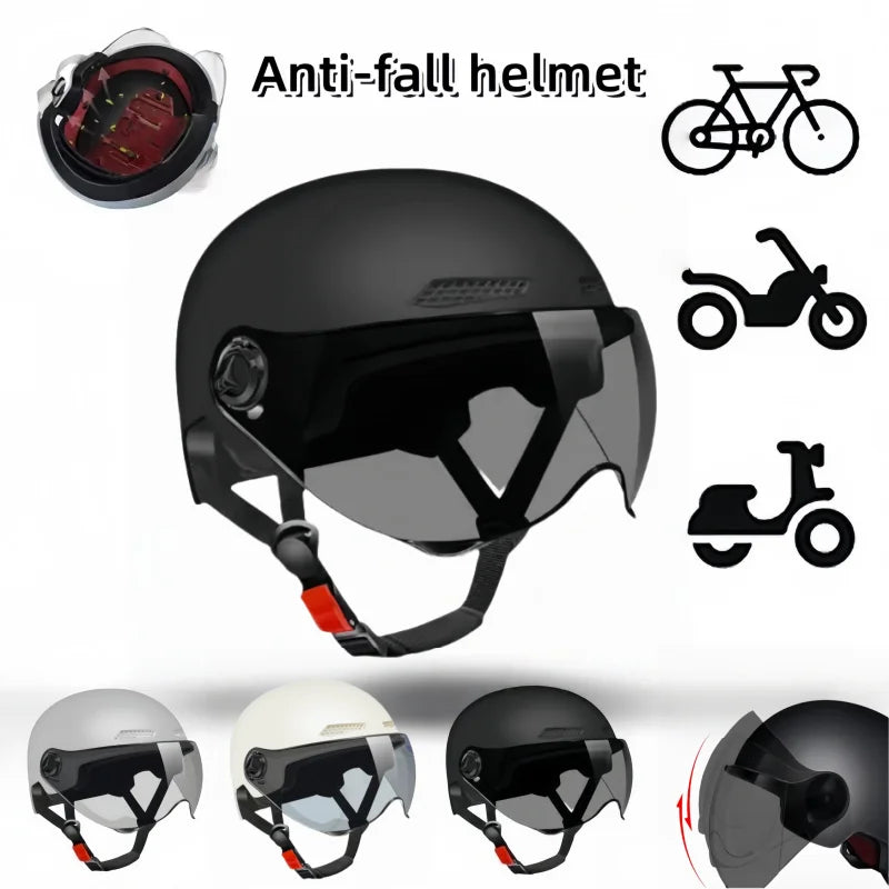 Male and female motorcycle helmet bicycle open face 3C helmet glasses sun visor lightweight scooter retro helmet with goggles