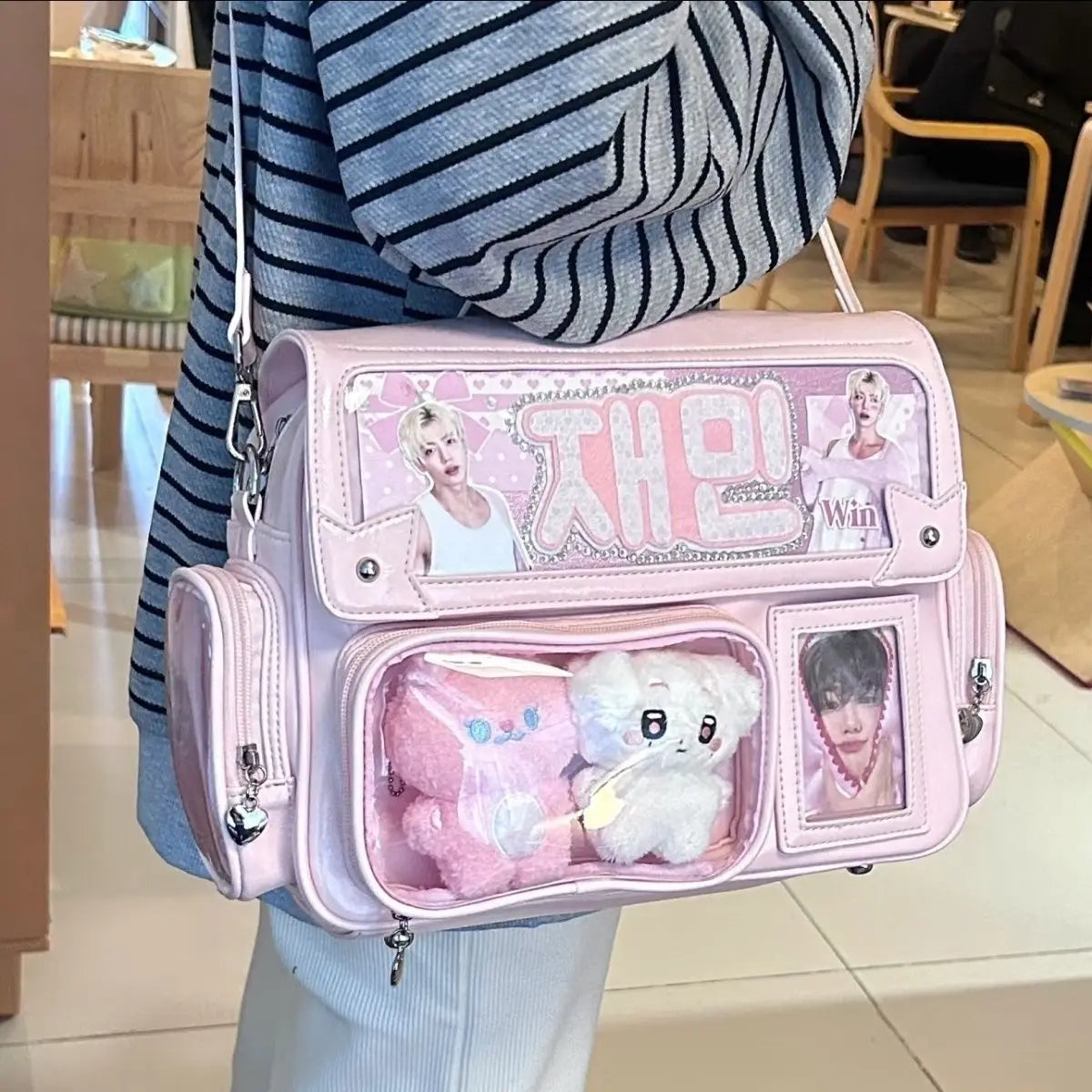 Richme Harajuku Shoulder Bags Women 2025 Fashion Students Doll Show Ita Bag New Design DIY Anime Badge Crossbody Satchel Female