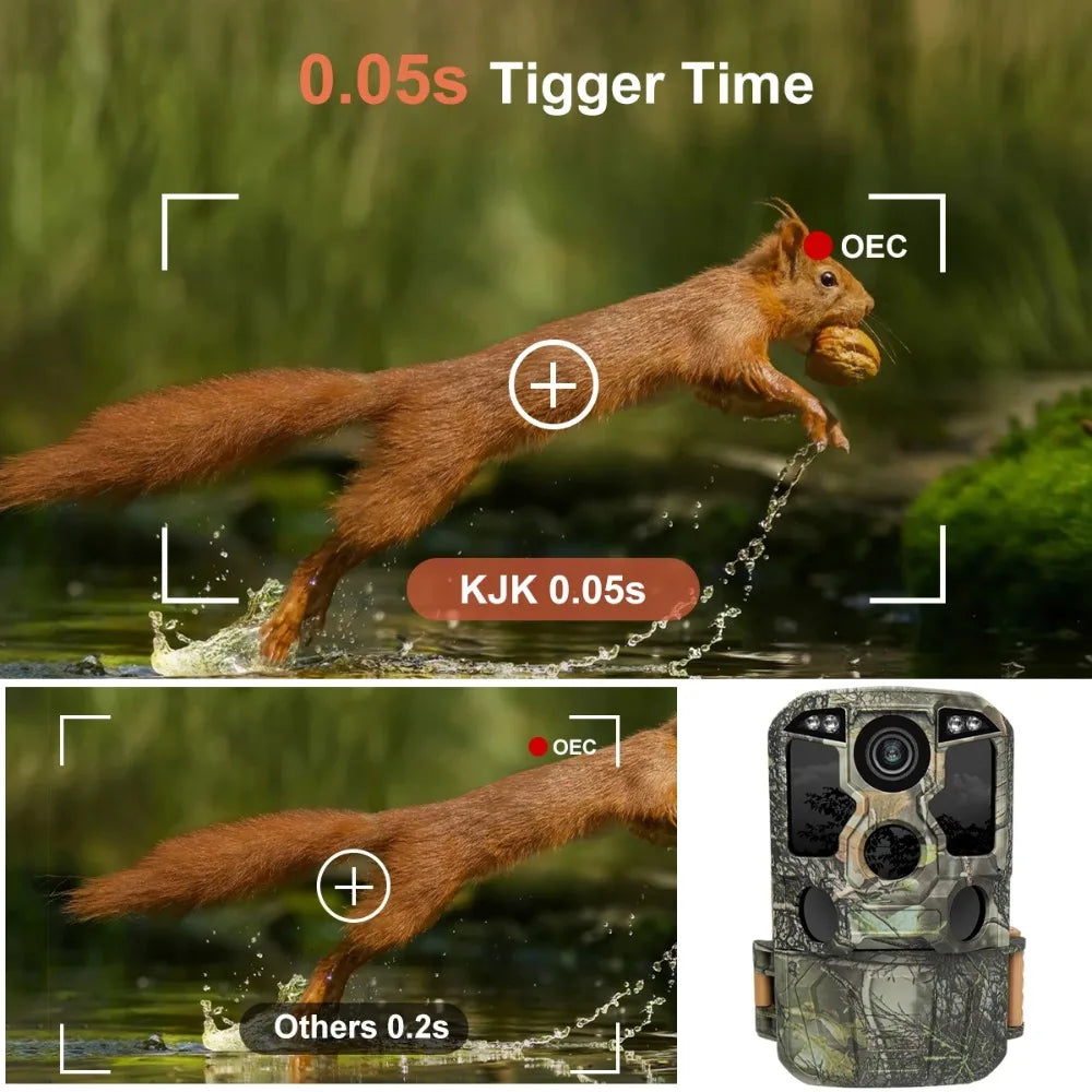 Infrared Night Vision Trail Camera-WiFi 4K 48MP, 0.05s Motion Activated Trigger,Wildlife Photo Traps,IP67 Waterproof Wild Camera