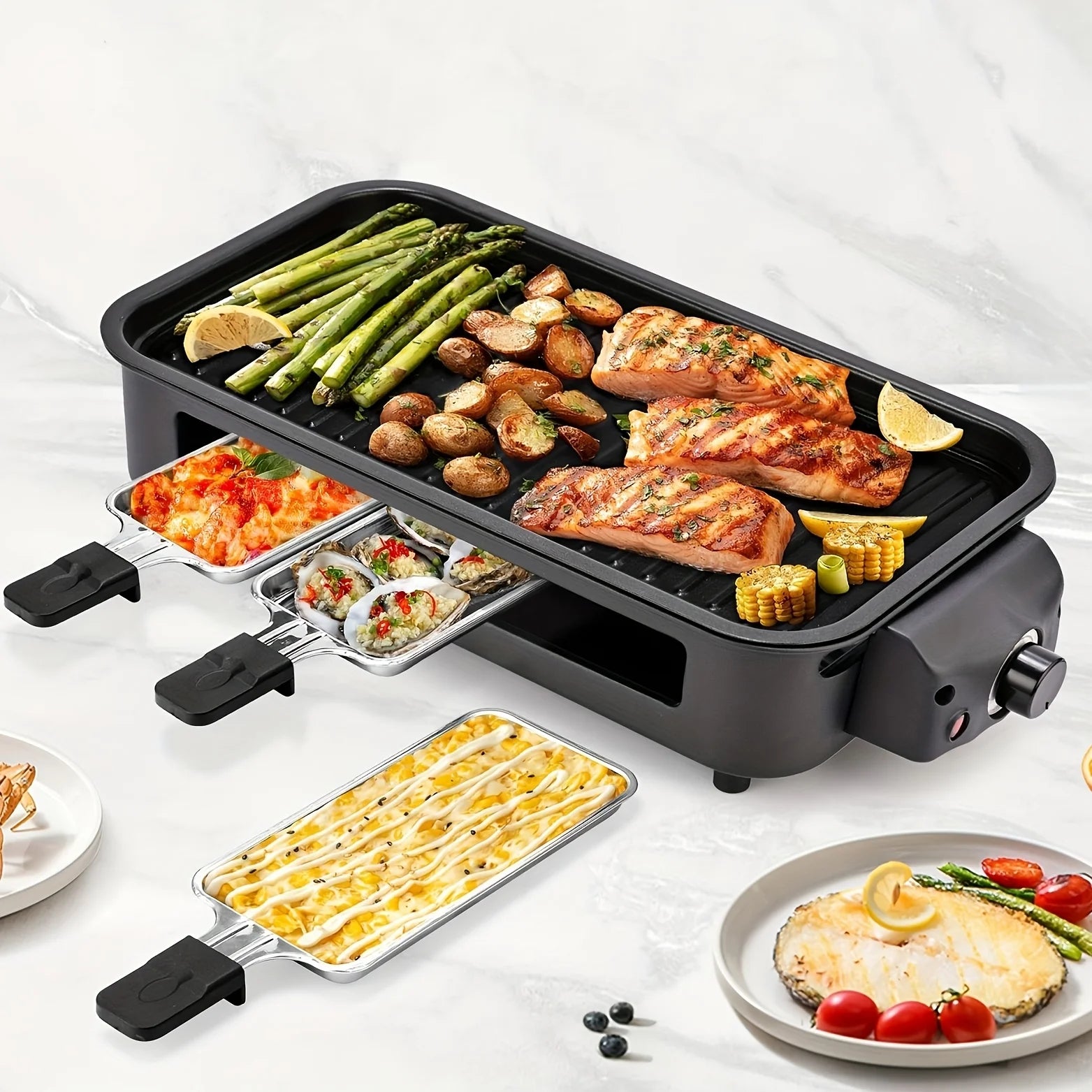 Smokeless Electric Grill, Indoor Grill With Removable Non-StickPlate, Indoor Grill, Kitchen Must Haves, PerfectGiftForChristmas.