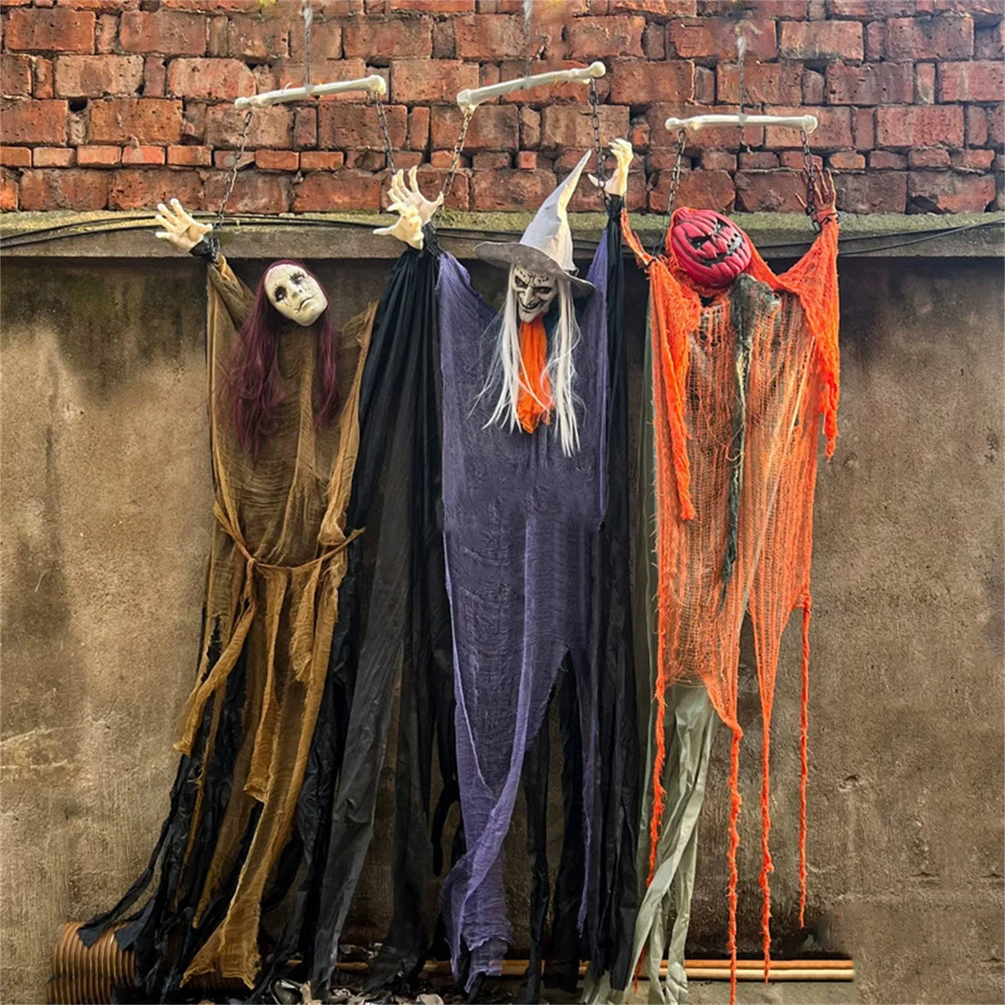 Halloween Sound Glowing Witch Decoration Props  Scary Witch Hanging Ghost Holiday Party Haunted House Atmosphere Decorations