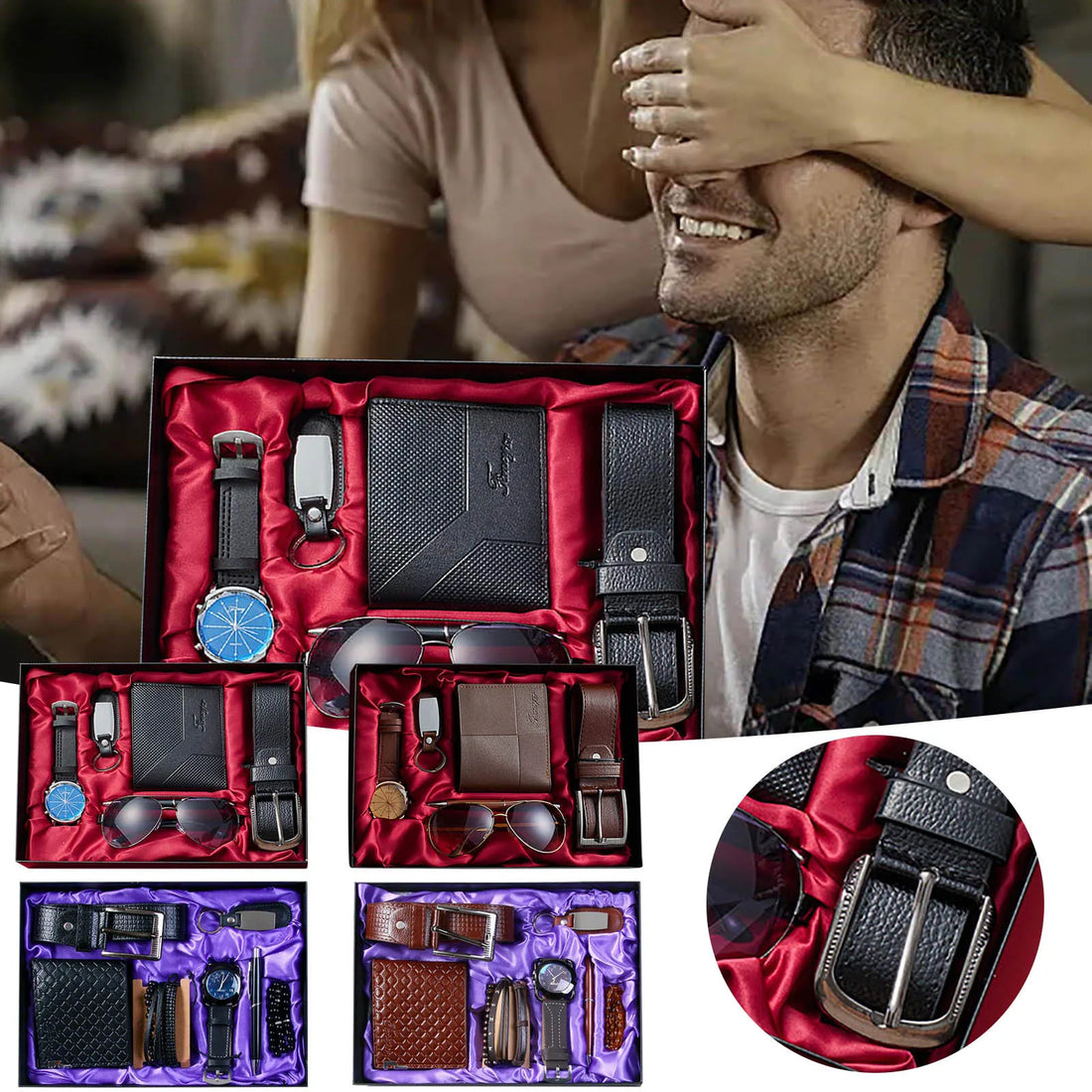 Bridal Jewelry Set for Wedding with Hair Piece Gift Set Men's Quality Leather Quartz Wrist Skin Bridal Jewelry Set for Wedding