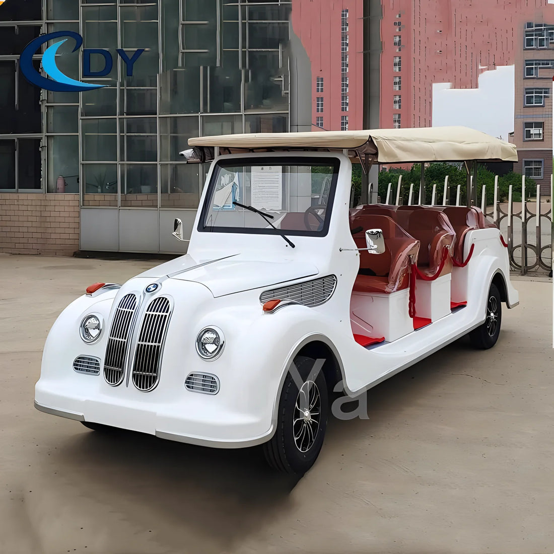 Electric vintage car, 8-seater retro car, sightseeing bus, three row 5+3-seater classic car wholesale