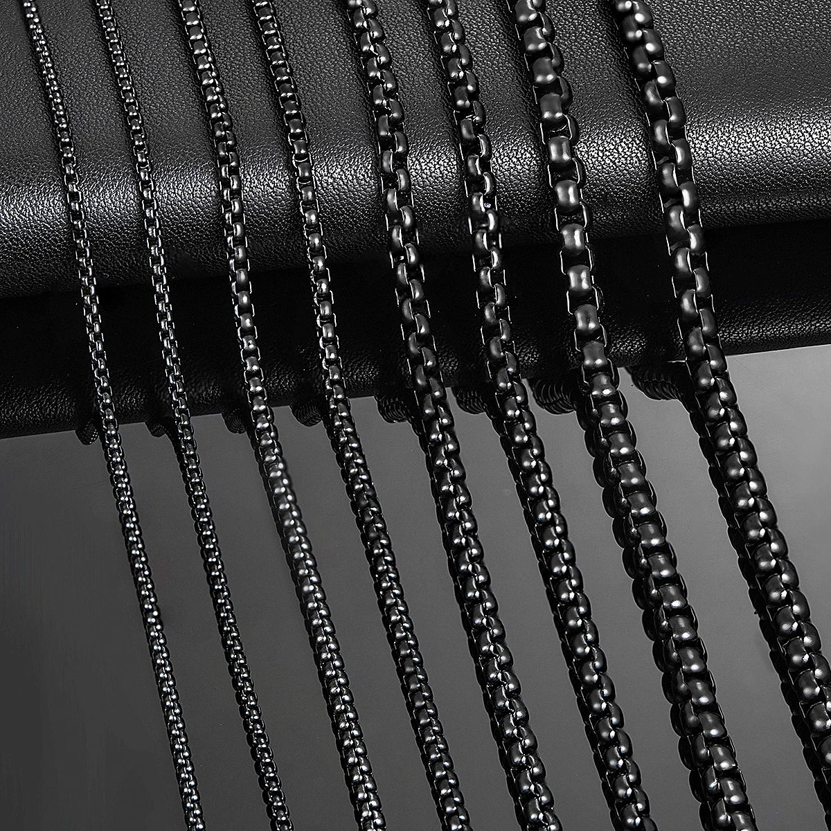 1 Piece 2mm/3mm/4mm/5mm Black Color Box Link Chain Classic Curb Necklace Stainless Steel Jewelry for Men Women