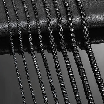 1 Piece 2mm/3mm/4mm/5mm Black Color Box Link Chain Classic Curb Necklace Stainless Steel Jewelry for Men Women