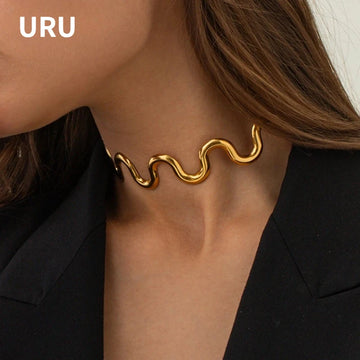 Modern Jewelry Elegant Temperament Metal Wavy Necklace For Women Party Gifts Simply Design Accessories Hot Selling