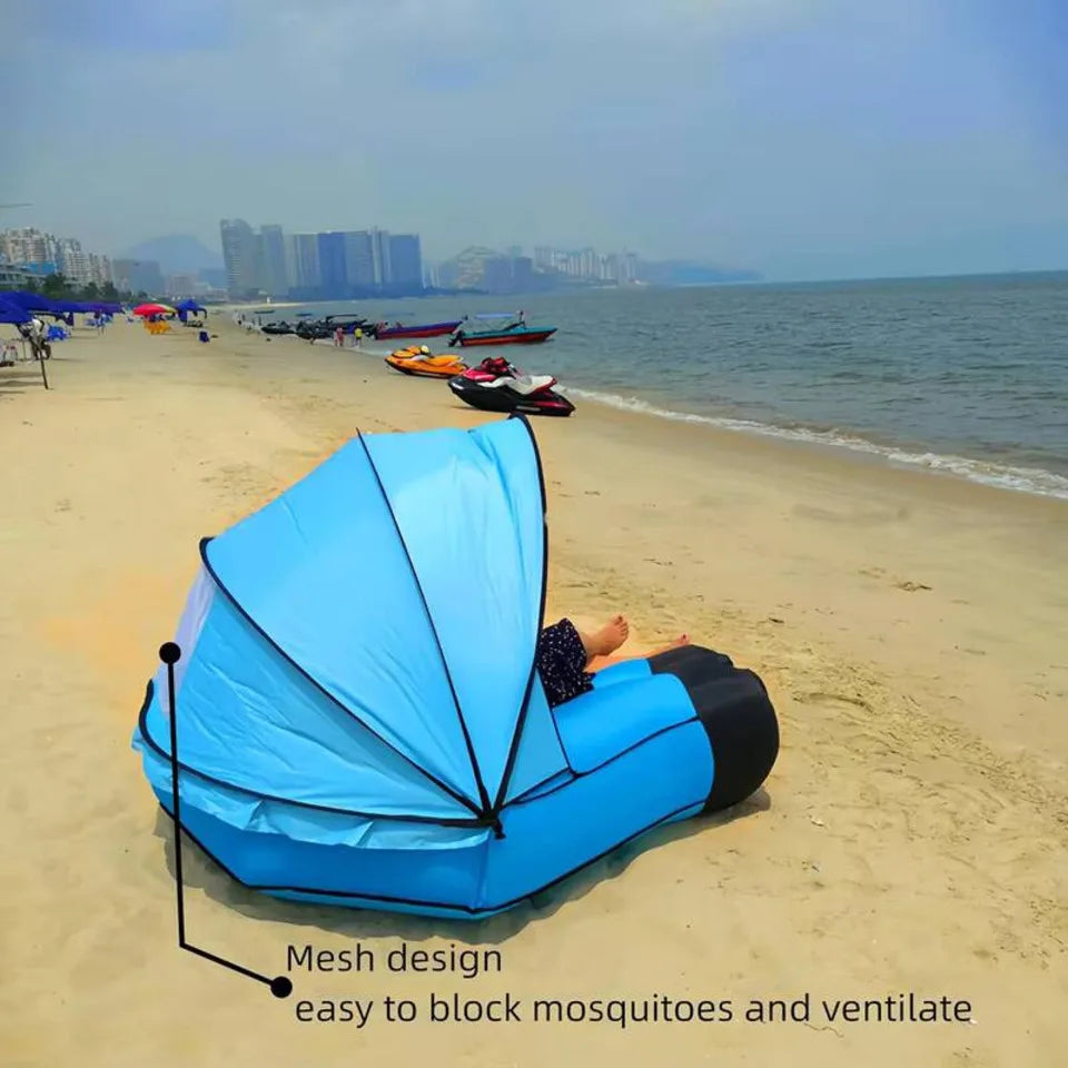 Inflatable Sofa With Canopy Island Inflatable Lawn Bed Camping Island With Sunshade Inflatable Lazy Bed Camping Accessories