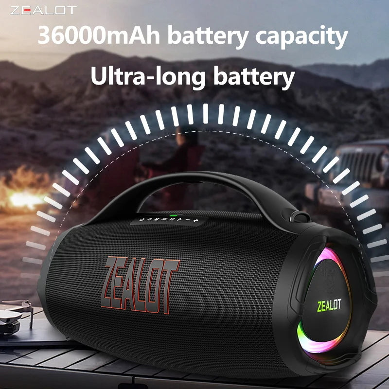 ZEALOT S98 160W Wireless Speakers, DSP Technology, RGB Light Wireless Hifi Sound quality, 36000mAh Battery, 60 Hours Playtime.