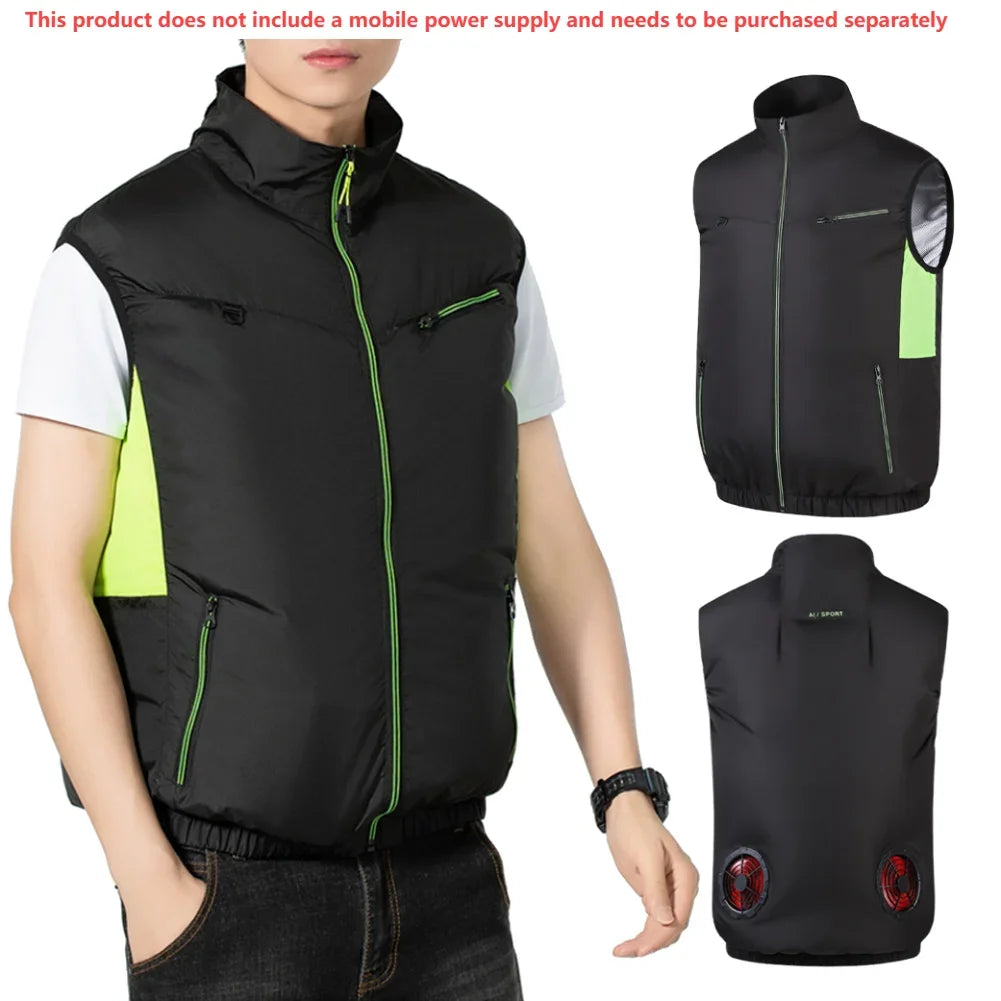 New Cooling Vest Ice Fan Vest Heat Resistant Air Conditioner Clothes Cooling Fan Vest for Summer Camping Fishing Vest Hiking