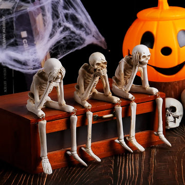Halloween Human-shaped Skeleton Resin Skeleton Skeleton Haunted House Horror Props Family Halloween Atmosphere Decoration