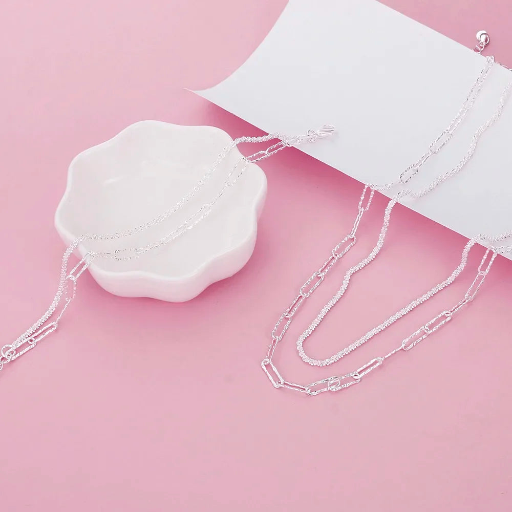 JewelryTop 925 Sterling Silver Charm Bracelets Necklaces for Women Fashion Designer Party Wedding Engagement Jewelry Sets