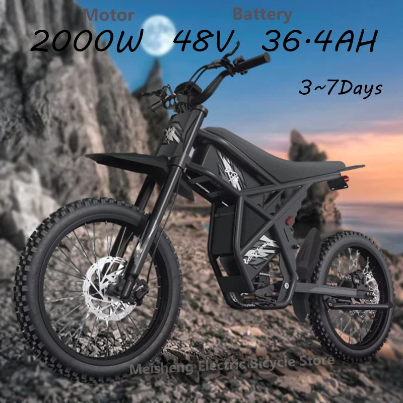 ebike GT73 2000W mountain off-road electric motorcycle 25-inch tires 36.4AH dual battery ebike Max 37 mph dual hydraulic brake s