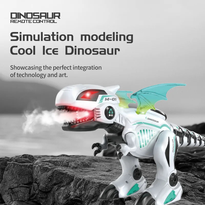 Rc Dinosaurs Robot Toys Electronic Boy Simulation Action Sound Light Music Spray Dinosaurs Model Education Toys for Kids Boys