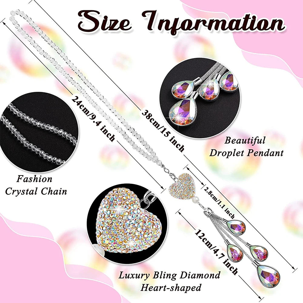 Bling Car Pendant Crystal Ball and Drops Car Charms Rear View Mirror Decoration Automobile Ornaments Hanging Interior Suspension