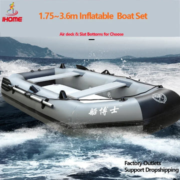 Rubber Boats Thickened Air Deck & Slat Bottoms Wear-resistant Assault Boat 2~6 People Kayak Inflatable Drifting Fishing Boat