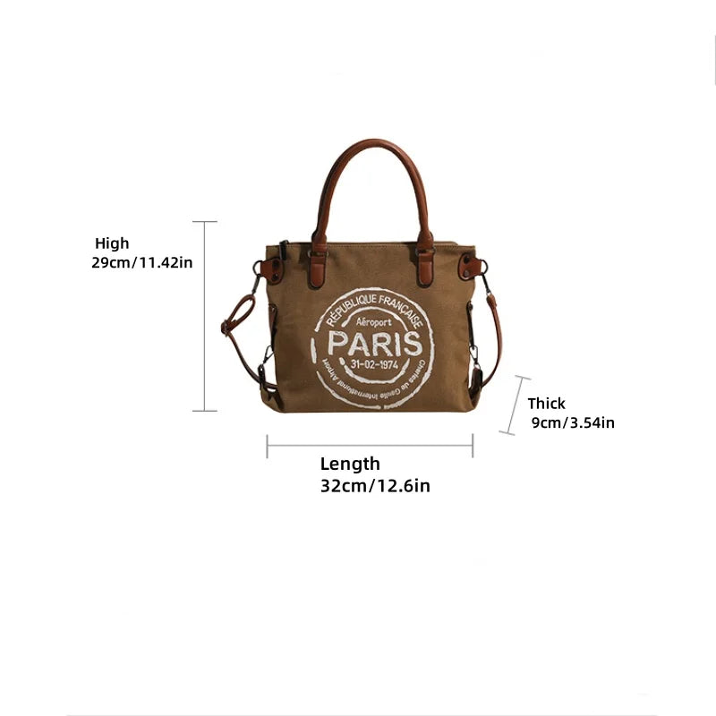Portable Canvas New Trend Fashion Women's Bag Letter Large Capacity Tote Bag Leisure Commuting Single Shoulder Diagonal Span