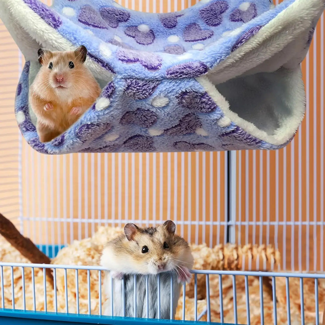 Hamster Hammock Small Pet Hanging Bed Double Warm Thickened Honeybug Flying Squirrel Guinea Pig Hammock Pet Cage Accessories