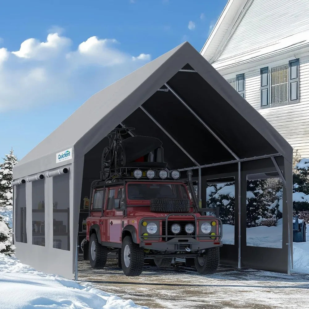 Heavy Duty 10x20 ft Carport Tent with Ultra-High Peak & Ventilation Windows, Waterproof Outdoor Canopy Shelter for Events, Stor