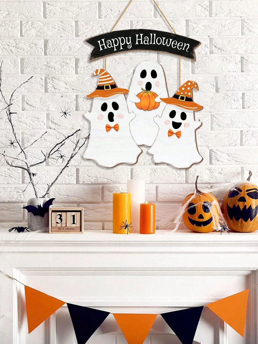 1 Halloween Ghost Door Sign  Decorations, Halloween Pumpkin Indoor Outdoor Yard Wall Halloween Party Decorations,Halloween Decor
