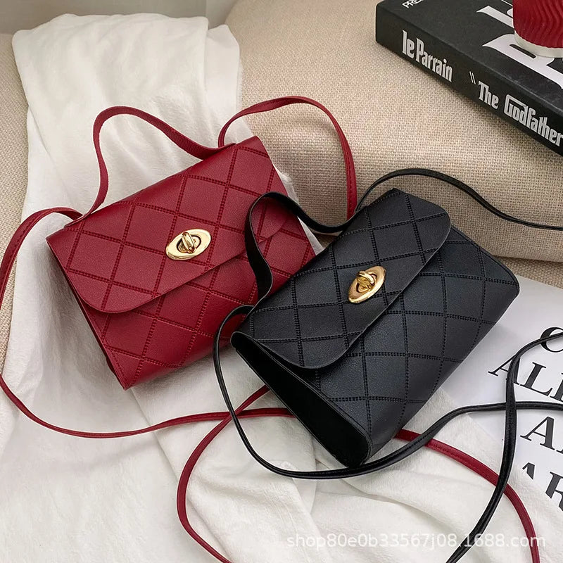 Lingge Stripesd Small Square Bag women's handbags2021 K-style Satchel Small Bag Export Wholesale Fashion Trendy Bag