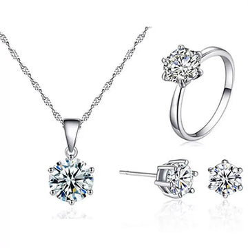 Bridesmaid Jewelry Set for Wedding 925 sterling silver chains Necklace Earring For Women Gemstone Rings Party Jewelry Sets