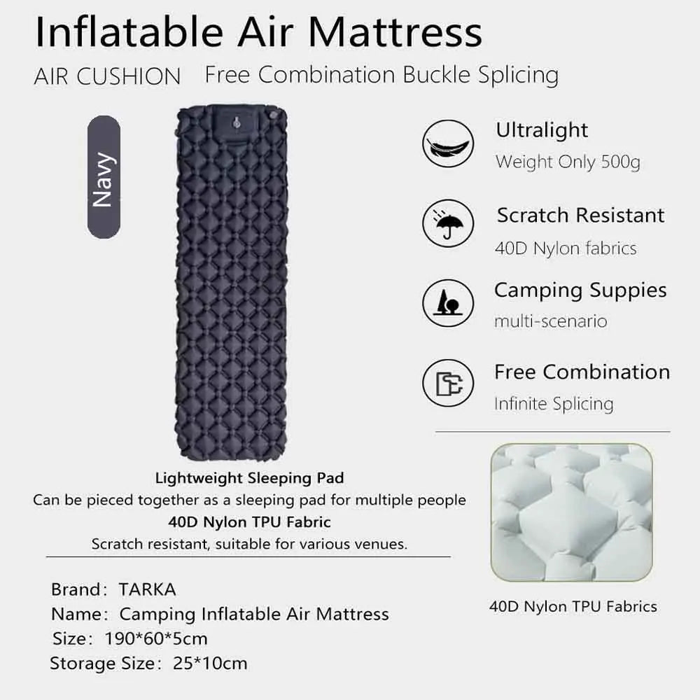 Camping Inflatable Air Mattress Portable Inflating Sleeping Mat Outdoor Air Cushion Sleeping Pads For Climbing Hiking Picnic