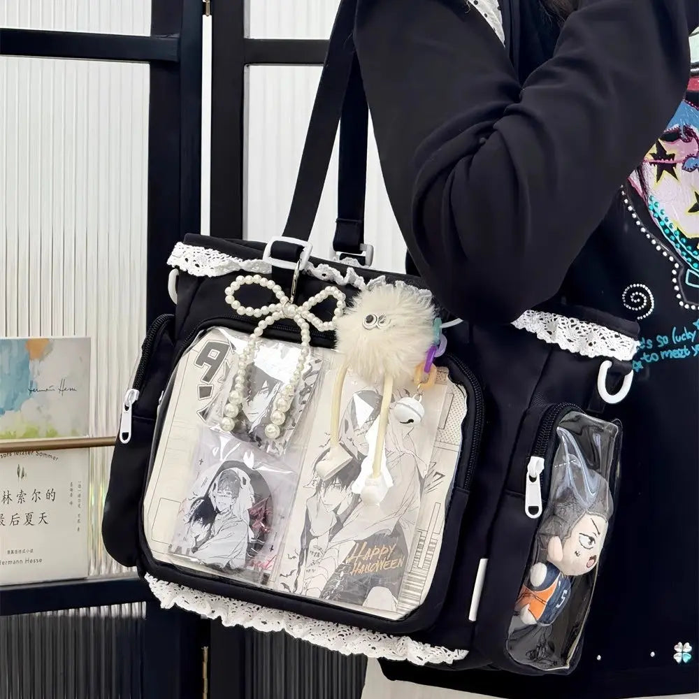 Japanese Ins Girl Soft Girl Shoulder Bag Y2K JK Uniforms Transparent Ulzzang Ita Bag Student Commuting Tote Bag