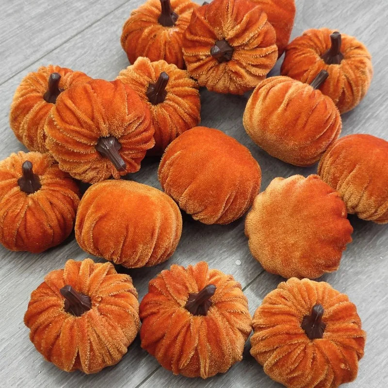 10pcs Halloween Pumpkin Set 5CM Artificial Pumpkin Decorations Halloween Party Velvet Pumpkin Desktop Ornament Halloween Decor