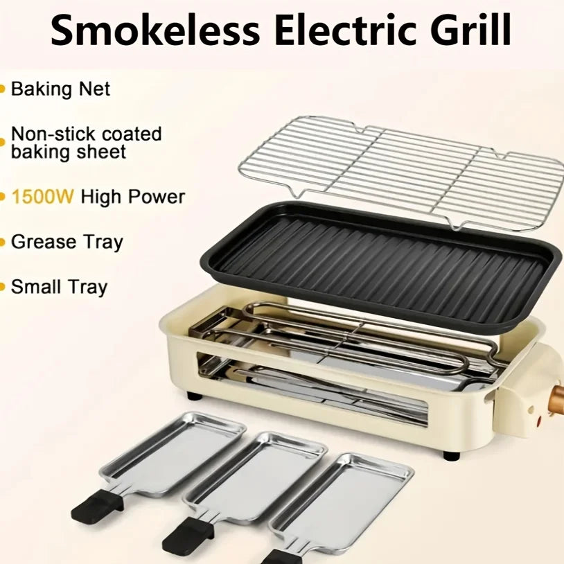 Smokeless Electric Grill, Indoor Grill With Removable Non-StickPlate, Indoor Grill, Kitchen Must Haves, PerfectGiftForChristmas.