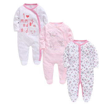 3 Pcs/lot 100% Cotton Baby Girls Clothes Set 0-12M Long Sleeve Newborn Boy Rompers Spring Autumn Carton Print Jumpsuit