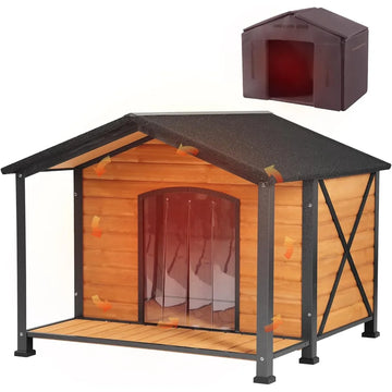 Dog House Outdoor Large Insulated Dog Kennel with Liner for Winter Waterproof Dog Cage for Small & Medium & Large Dogs,Unique Al
