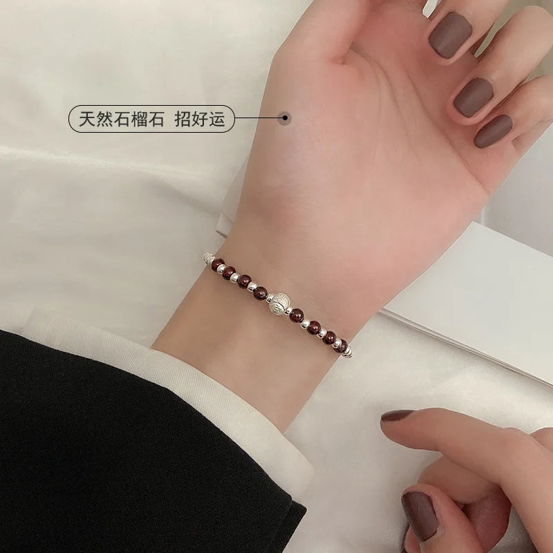 925 Silver Red Crystal Ball Charms Women's Hand Bracelets Couple Bracelet Wedding Designer Jewelry Accessories Money 925