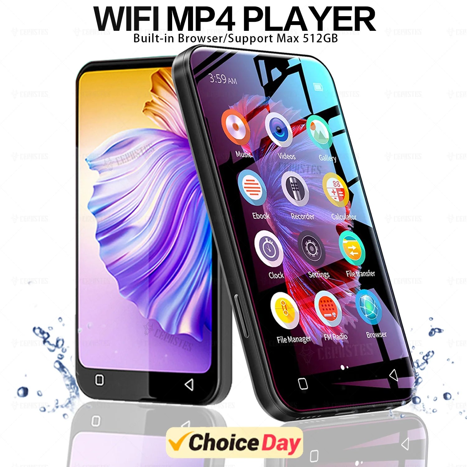 MP3 Player Bluetooth Portable WiFi MP4 Player MP5 HiFi Sound Music 4.0 "Full Touch Screen FM/Recorder/Browser/Support Max 512GB