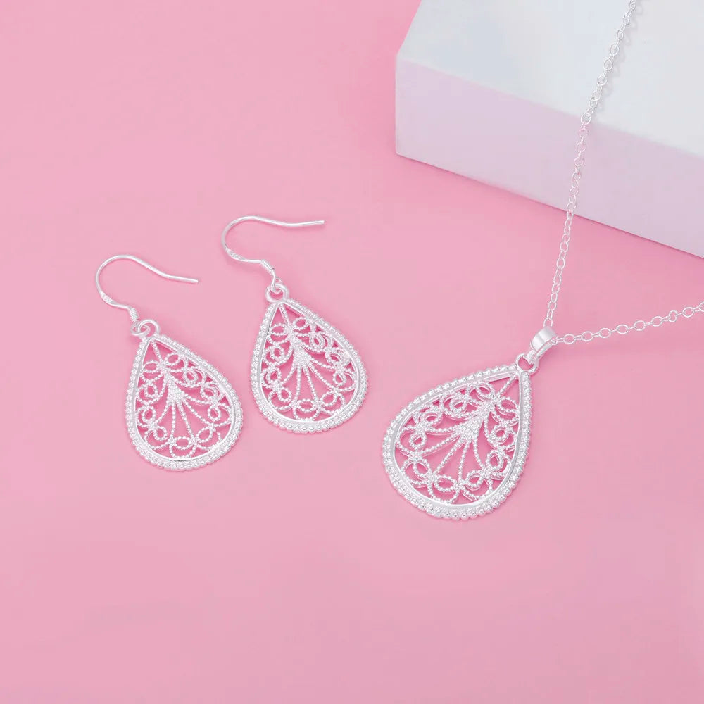 Jewelrytop 925 Sterling silver  necklaces for women fashion designer wedding engagement sets Christmas gift