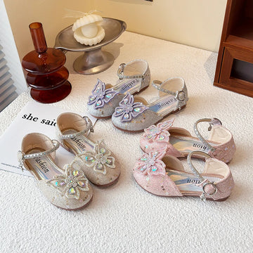 New Children Princess Shoes for Girls Bowtie Glitter Children Baby Dance Shoes Bling Bling Party Casual Toddler Girl Sandals