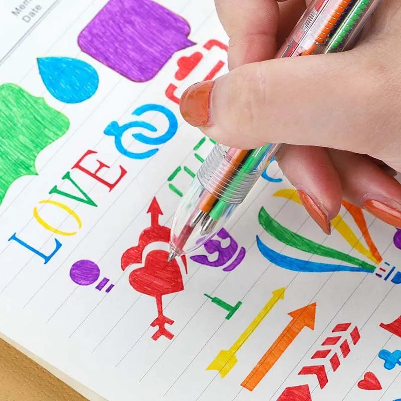 1/3/6pcs Transparent Cartoon Ballpoint Pen 6color Creative Cute Colorful Swivel Supplies Educational School&Office Supplies TMZ