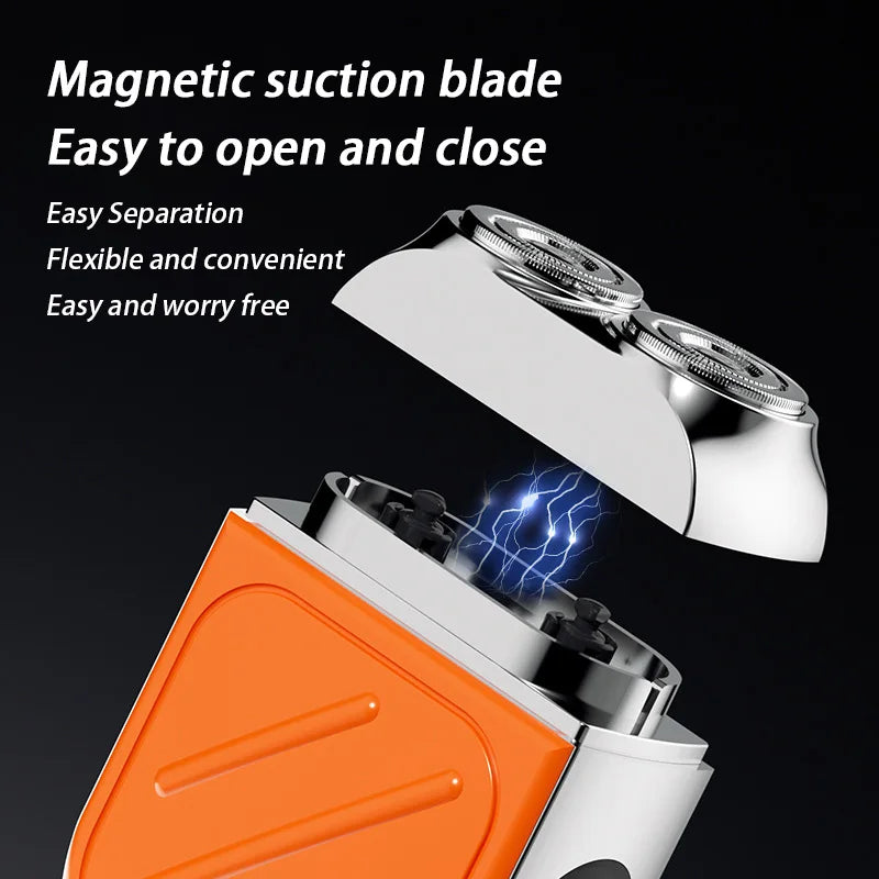 Electric Razor IPX7 Waterproof Mini Dual-head Magnetic Ultra-clean Shaving Portable Digital Display Electric Beard Shaver