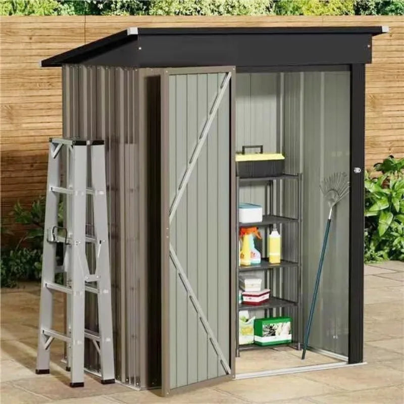 Metal Outdoor Storage Shed 5 X 3 FT Metal Shed With Lockable Door,Waterproof Garden Tool Shed Storage House For Backyard