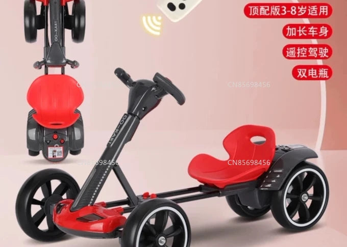 New Double Battery Foldable Electric Go Kart for Kids 2 8 Years Old 4 Wheel Ride On Car