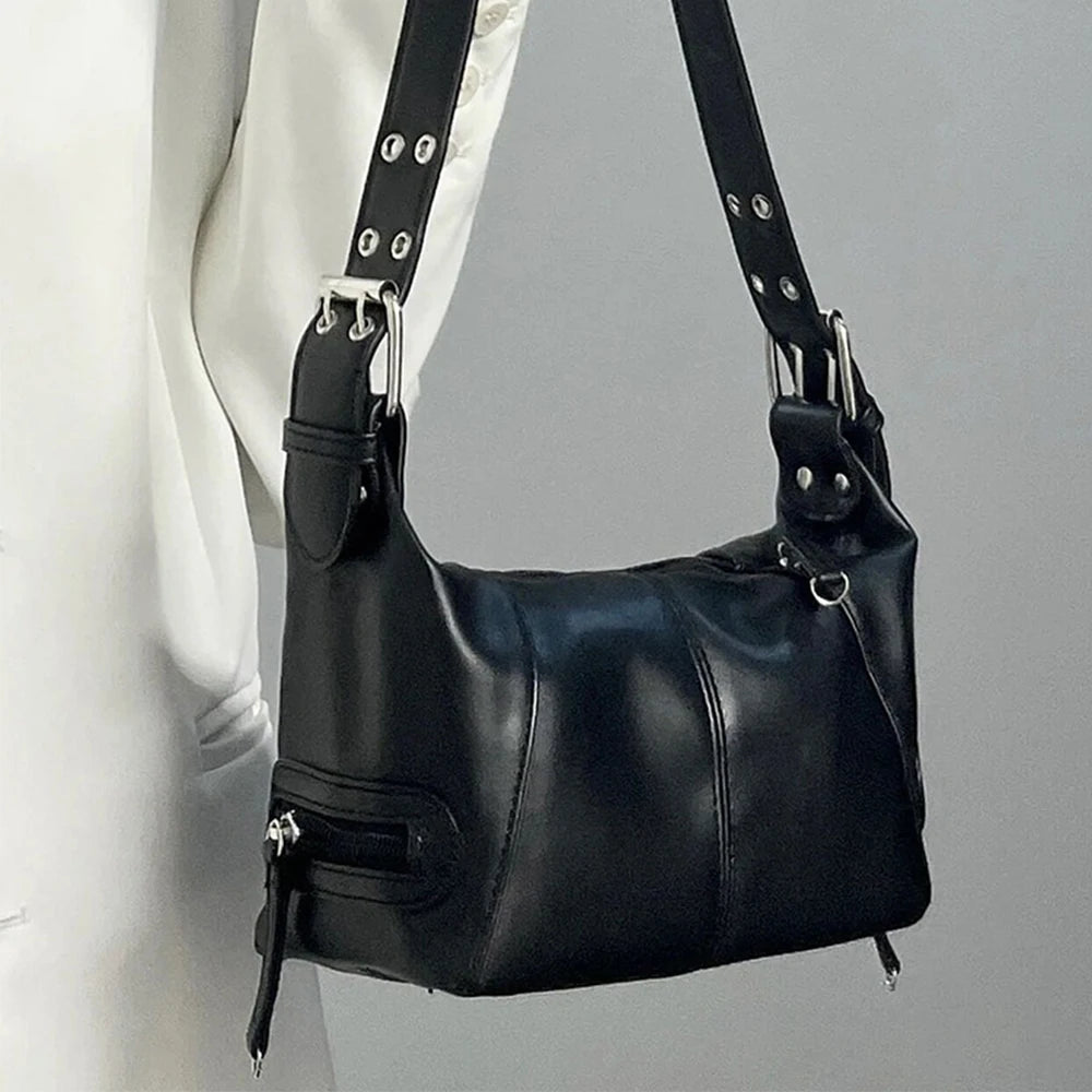 Y2K Style Shoulder Bag For Women Trendy Motorcycle Handbag Minimalist Shoulder Purse For Girls Street Wear Handbags