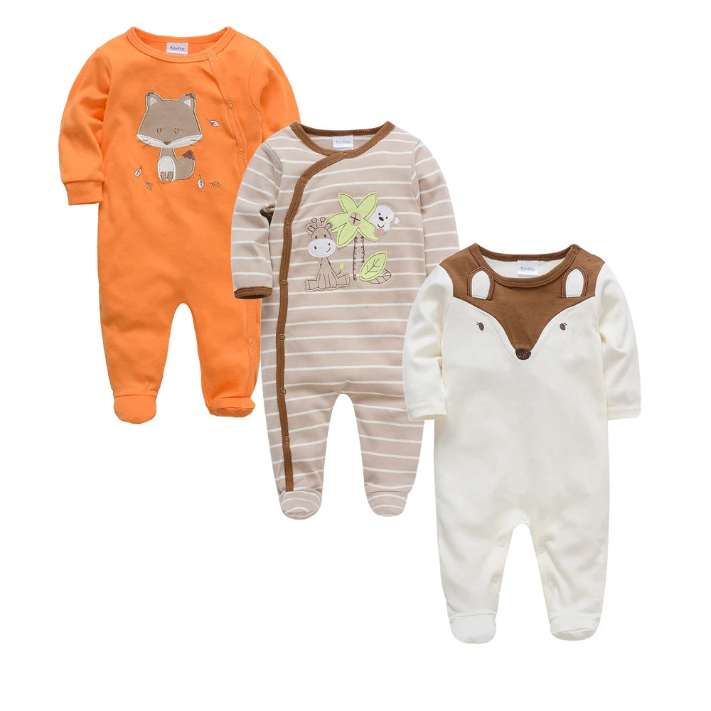 2025 3 pcs/lot Baby Boy Girls Rompers 100% Cotton Long Sleeve Overalls 0-12 Months Cool Print  Newborn Jumpsuit